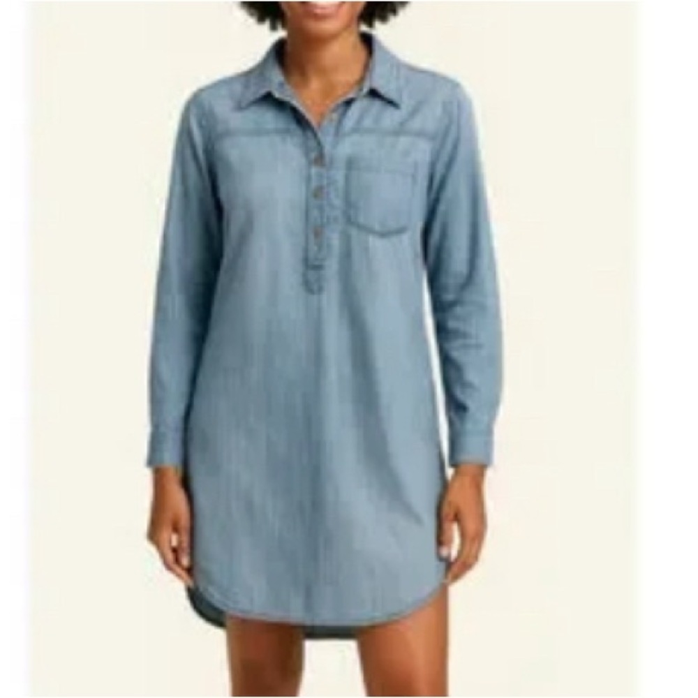 GAP 100% Cotton,Light Wash Denim Shirt‎ Dress, Button Front, Pocket, size XS